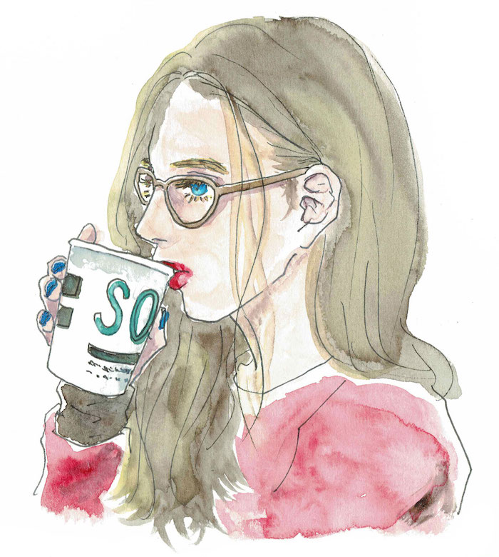 矢野すみれイラストレーションサイト|コーヒーを飲む女性